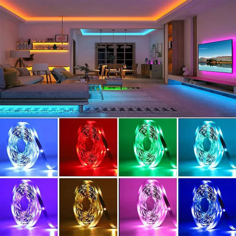 RGB LED Strip Lights – 5m/10m/20m/30m Flexible Tape with APP Control for Bedroom & Home Décor