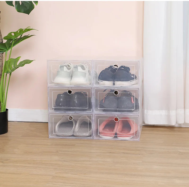 6 Pcs Transparent Dustproof Shoe Storage Boxes