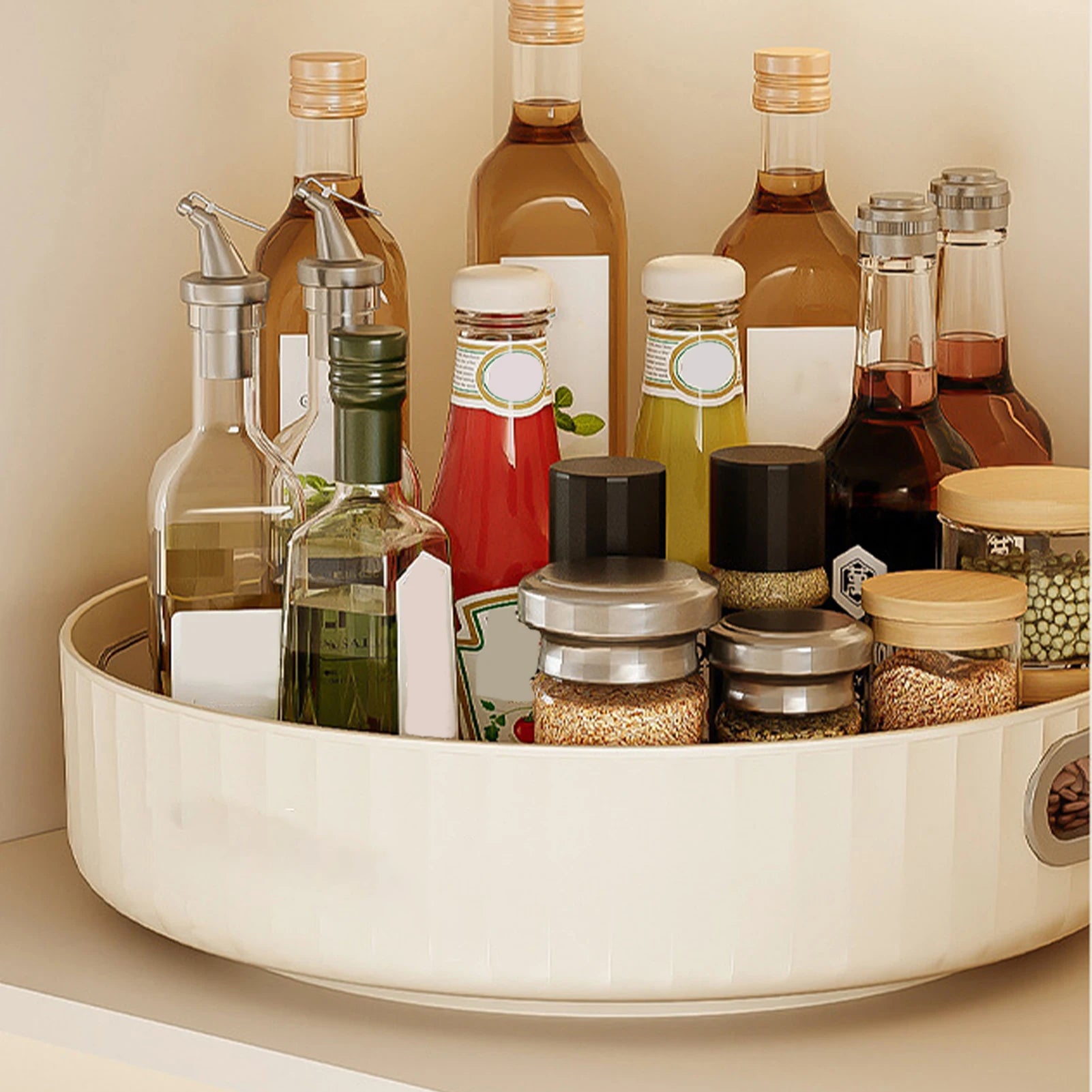 Creamy White Rotating Countertop Organizer