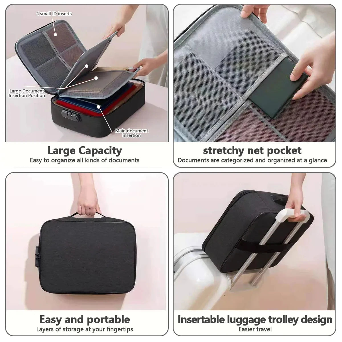 3-Layer Document Organizer Bag – Passport, File & Safe Storage Case for Home/Travel