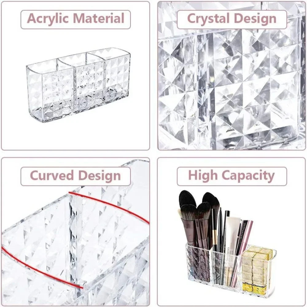 Clear Acrylic Makeup Brush & Lipstick Holder – Desk Cosmetic Organizer