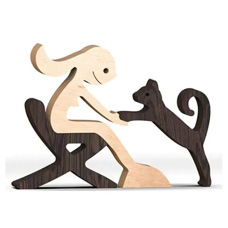 Wooden Puppy Figurine – Handmade Dog Craft Decoration & Gift