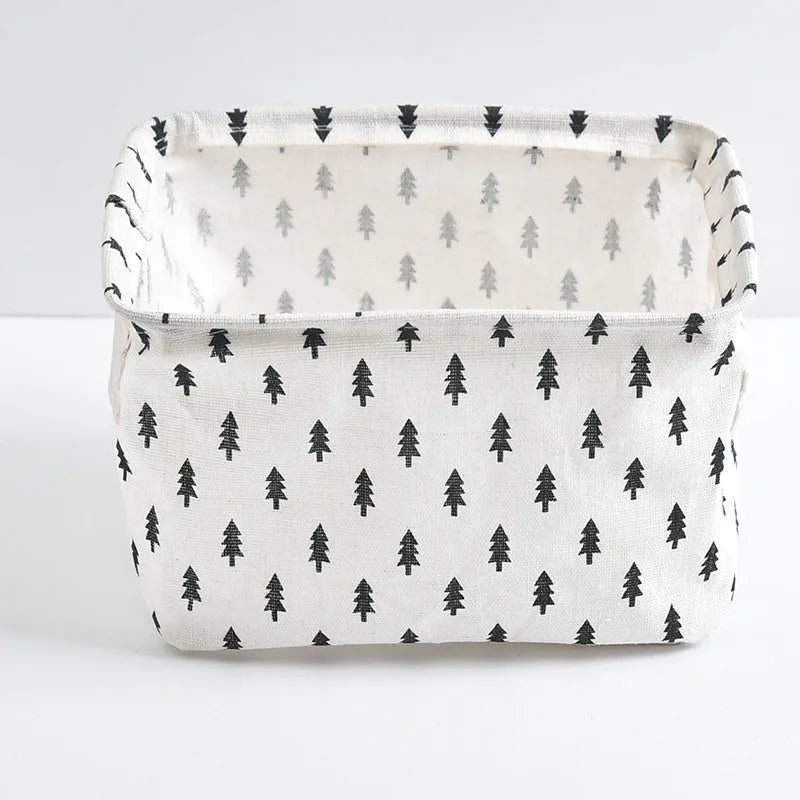 Small Foldable Canvas Storage Basket with Handle
