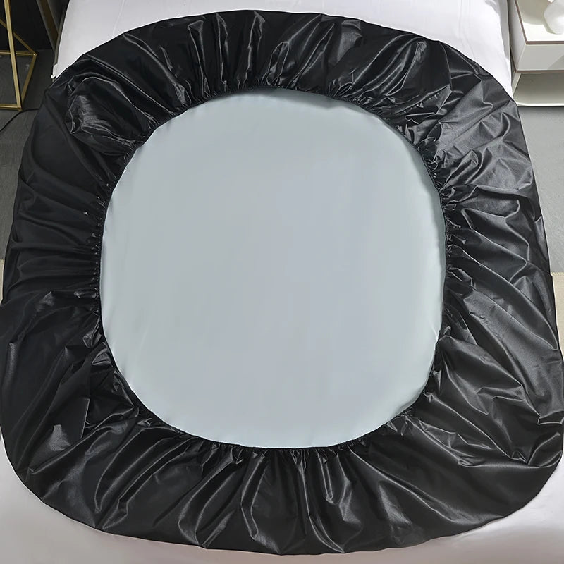 Waterproof Elastic Fitted Bed Sheet – Black/Gold/White