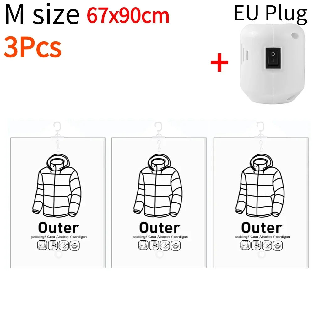 Hanging Transparent Vacuum Storage Bag with Air Pump