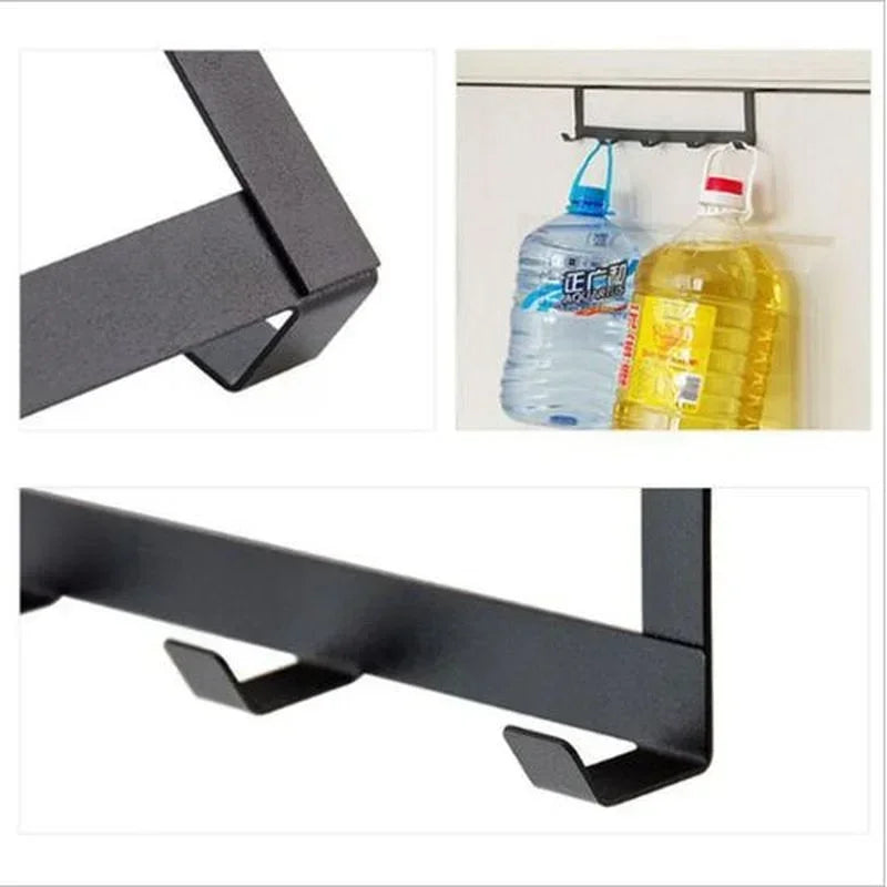 Punch-Free Over-the-Door Wrought Iron Hook Rack – 5-Row Heavy-Duty Storage Organizer