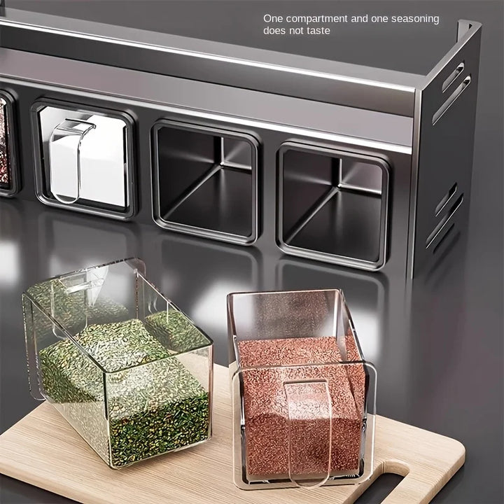 Wall-Mounted Spice Rack with 6 Containers – Rust-Resistant Alloy