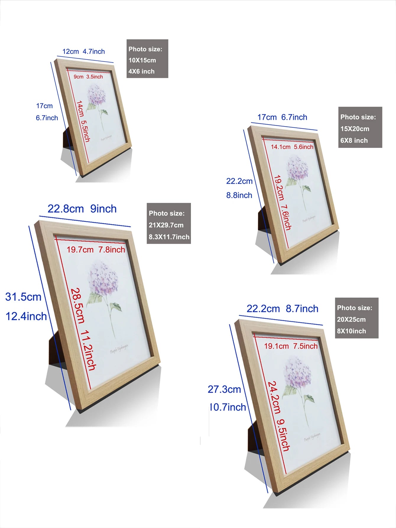 1Pc/3Pcs Wall Gallery Photo Frames – A4, 15x20, 20x25 cm for Tabletop or Wall Mount Display