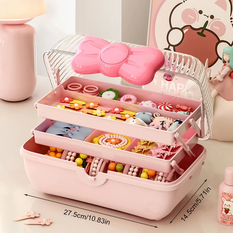 Multi-Layer Hair Accessories & Jewelry Organizer Box