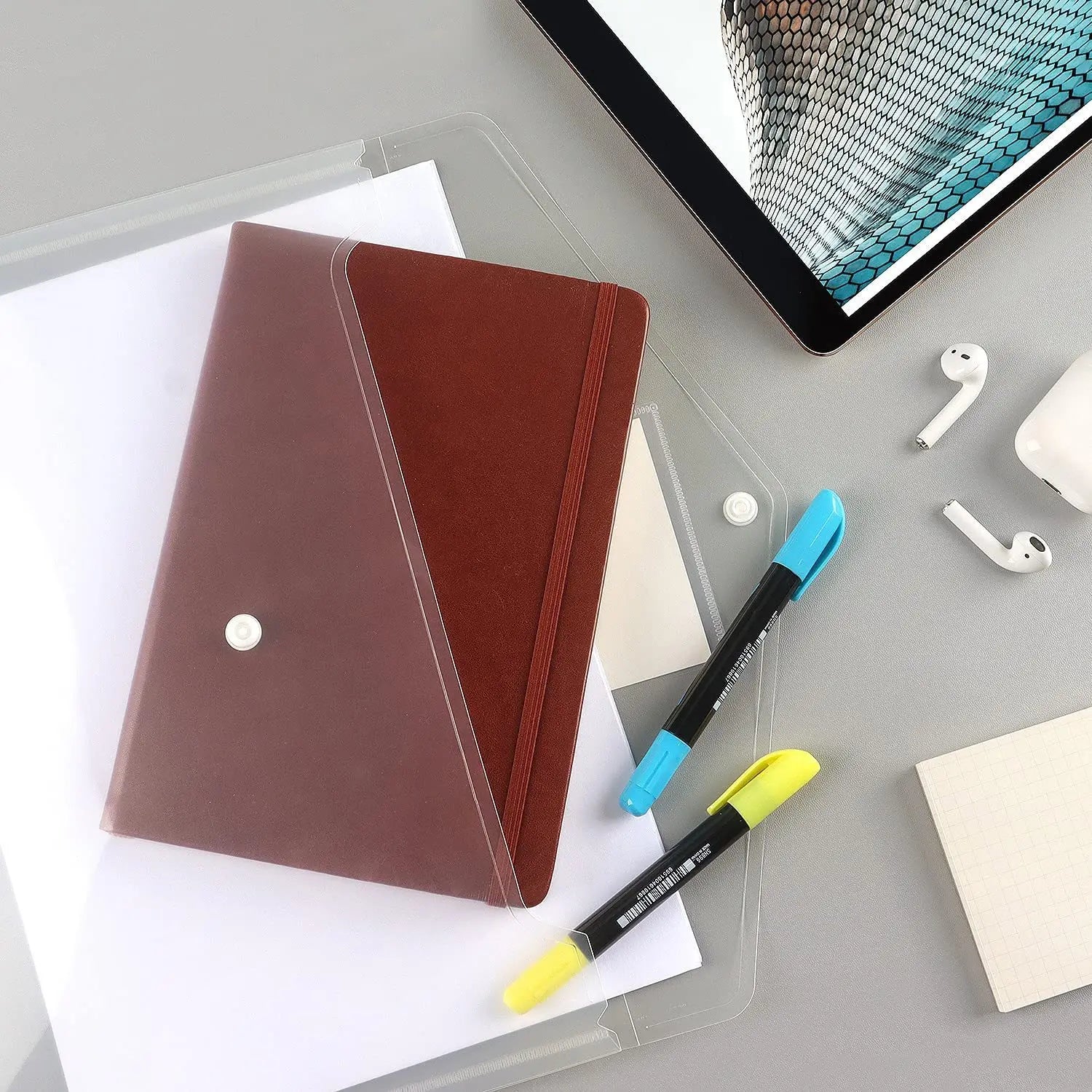 10pcs A4 Plastic Button File Bags – Colorful PP Document Storage Folders