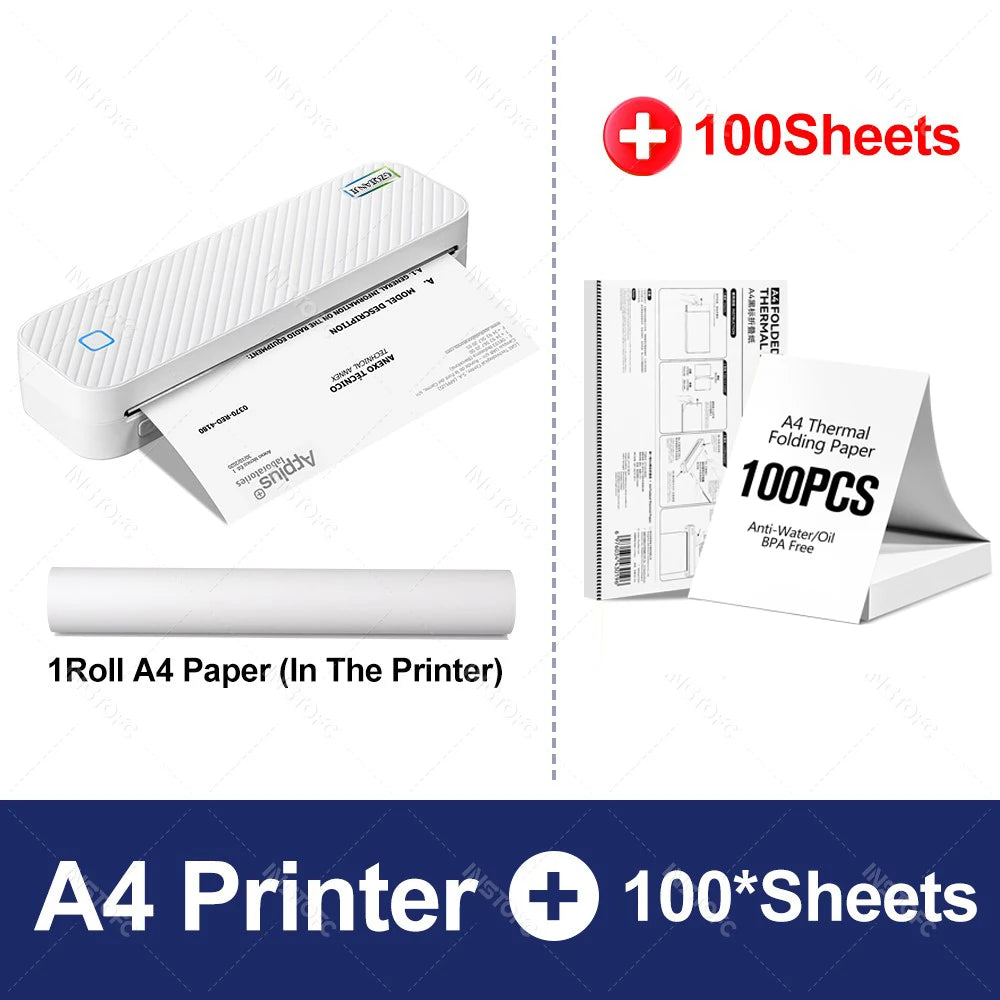 Portable A4 Thermal Bluetooth Printer – Photos & Document Printing Machine