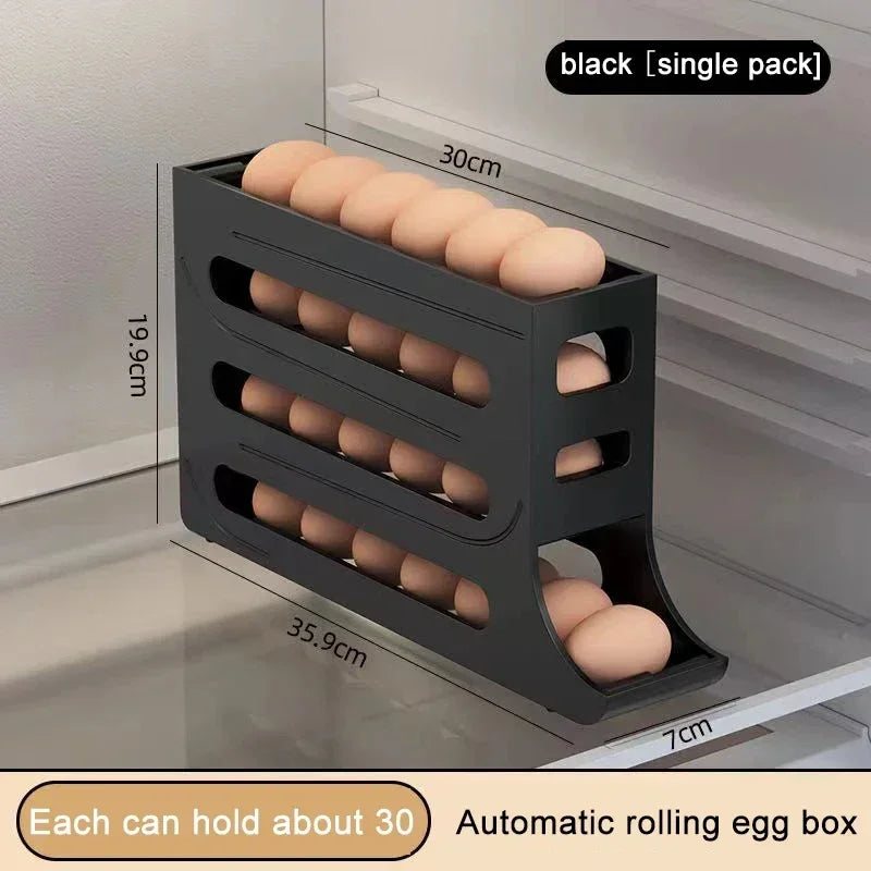 Automatic Rolling Egg Storage Rack – Refrigerator Egg Basket Organizer