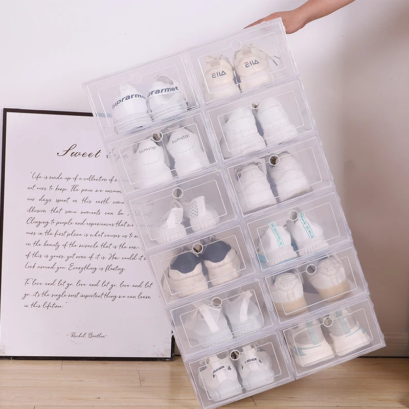 6 Pcs Transparent Dustproof Shoe Storage Boxes