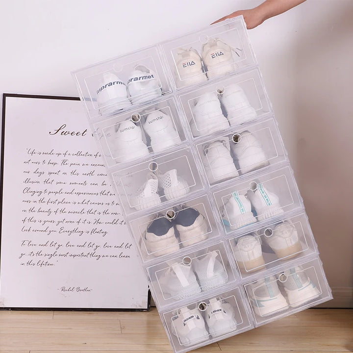 6 Pcs Transparent Dustproof Shoe Storage Boxes