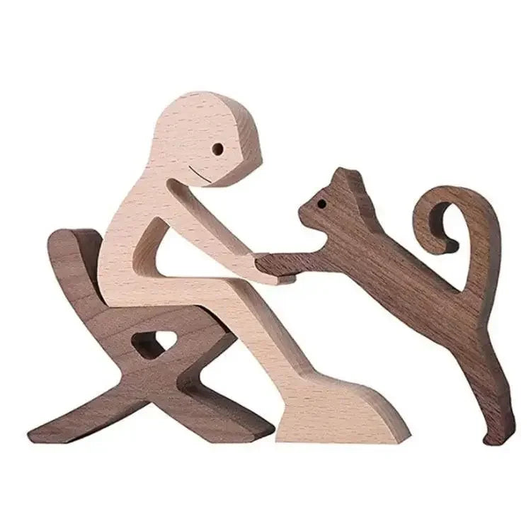 Wooden Puppy Figurine – Handmade Dog Craft Decoration & Gift