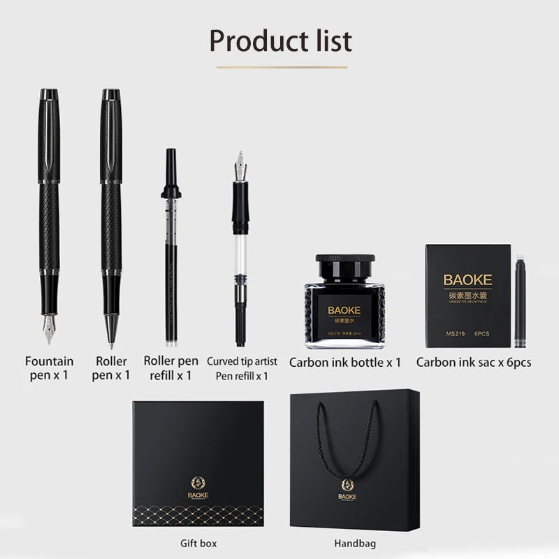 BAOKE T18/T19/T20 Fountain Pen Gift Set – Smooth Writing with Ink & Cartridges