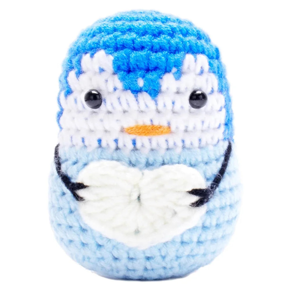 Handmade Knitted Penguin Doll with Positive Energy Card