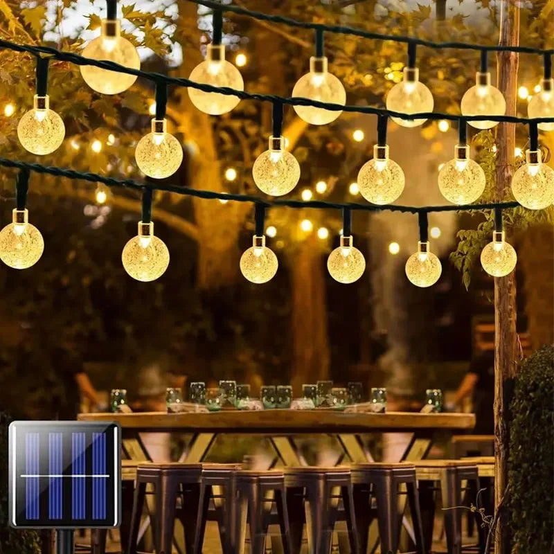 100 LED Solar Crystal Globe String Lights – Outdoor Waterproof Fairy Lights with 8 Modes