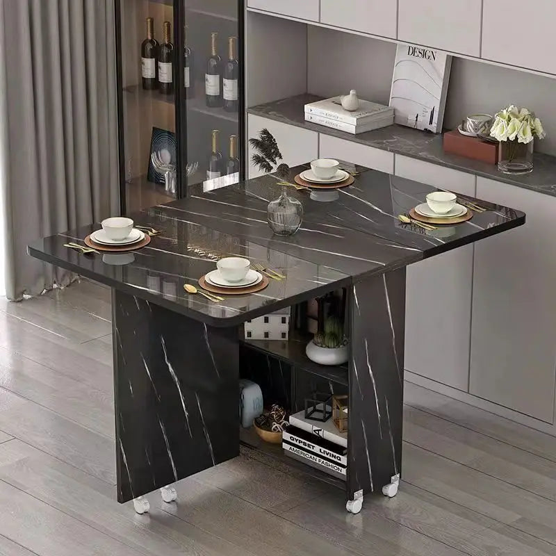 Foldable Rectangular Dining Table with Wheels – Space-Saving Multi-Functional Table for Small Apartments