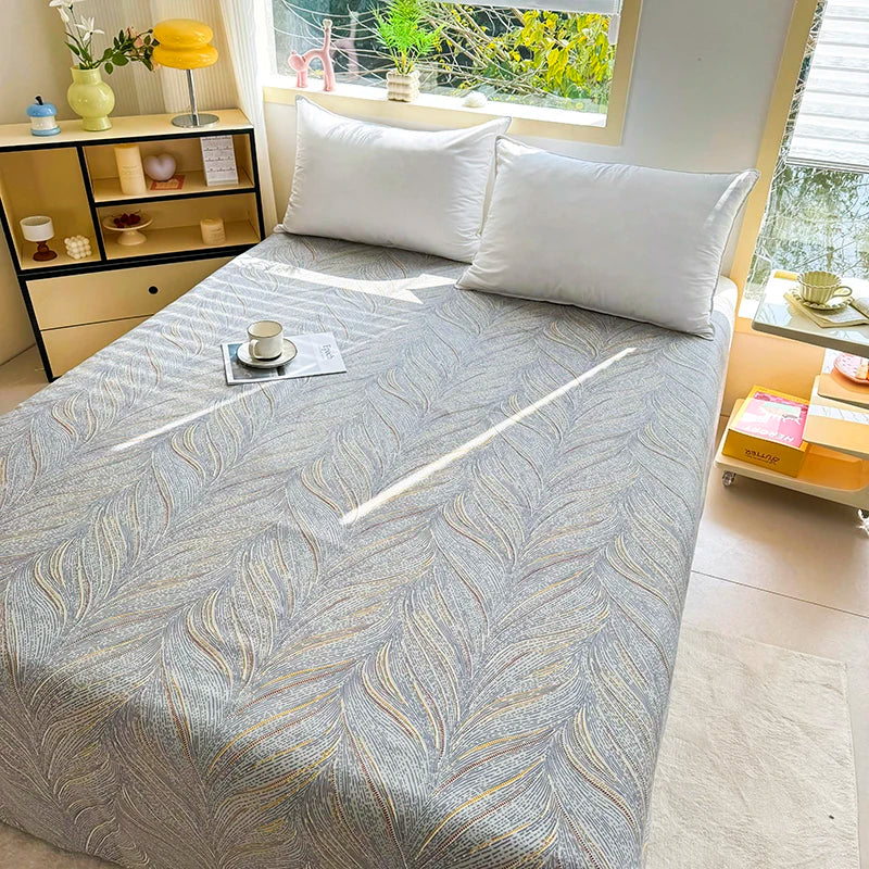 Printed Soft Breathable Fitted Sheet – All Season Bedding for Bedroom & Guest Room