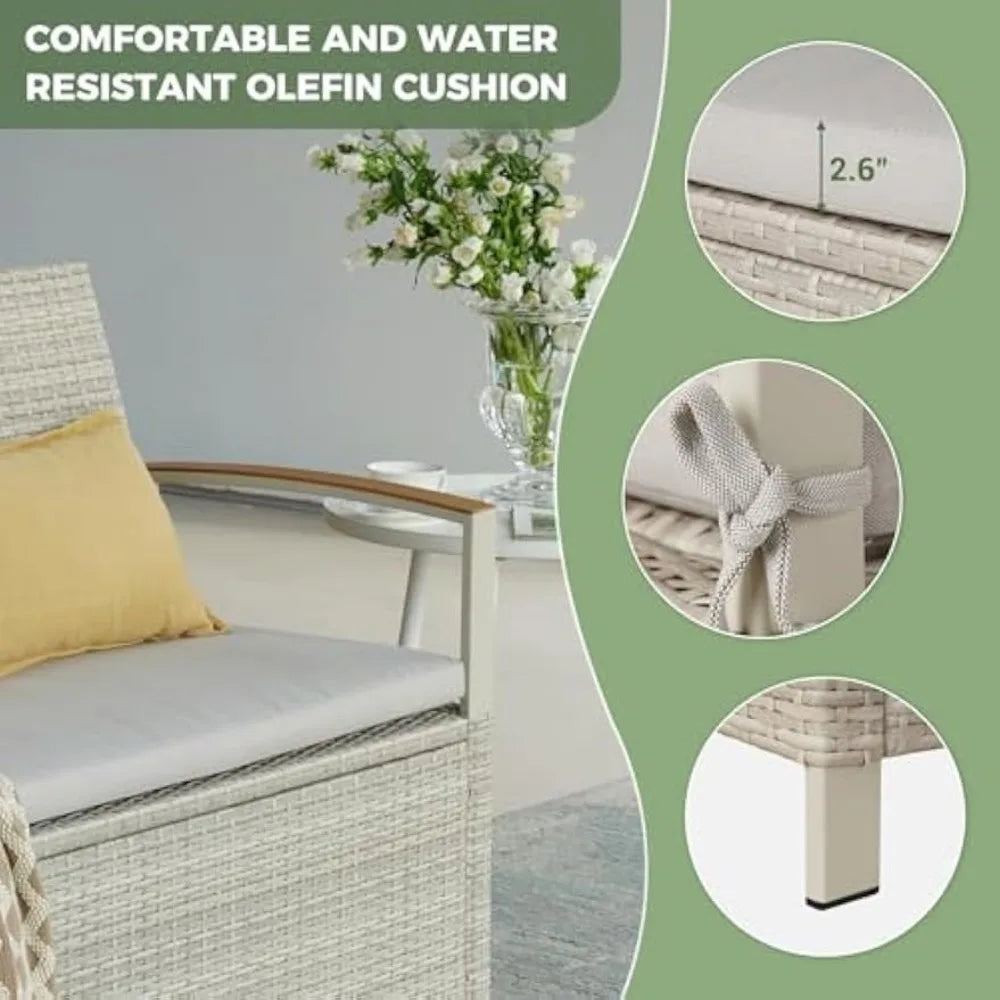 Wicker Outdoor Storage Bench with Cushion & Waterproof Liner