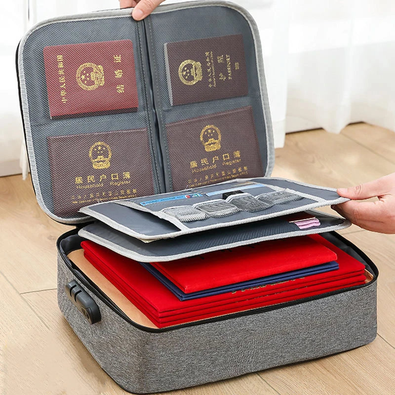 3-Layer Document Organizer Bag – Passport, File & Safe Storage Case for Home/Travel
