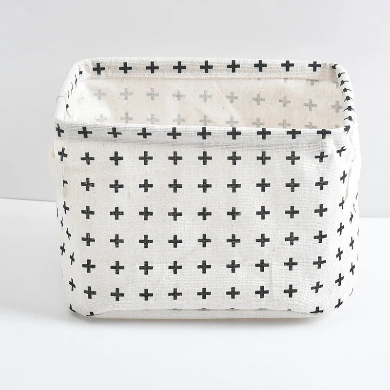 Small Foldable Canvas Storage Basket with Handle
