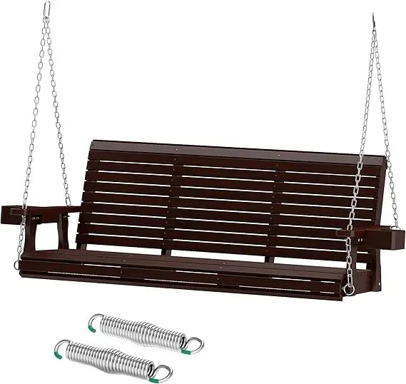 3-Seater Wooden Porch Swing – Heavy-Duty 880 lbs Capacity, 22" Deep Seat
