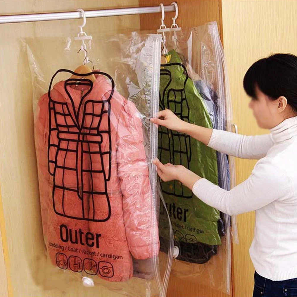 Hanging Transparent Vacuum Storage Bag with Air Pump