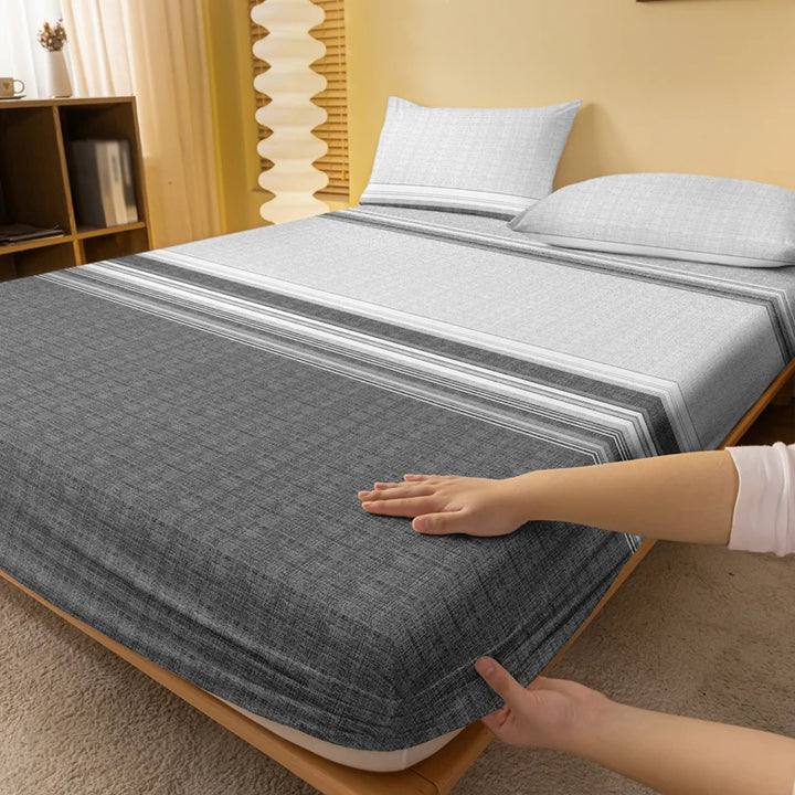 1pc Simple Modern Geometric Print Matte Fitted Sheet – Bedroom Bed Cover (No Pillowcases)
