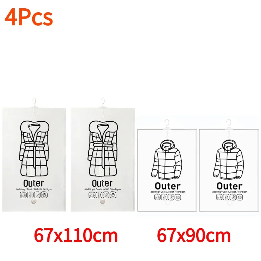 Hanging Transparent Vacuum Storage Bag with Air Pump