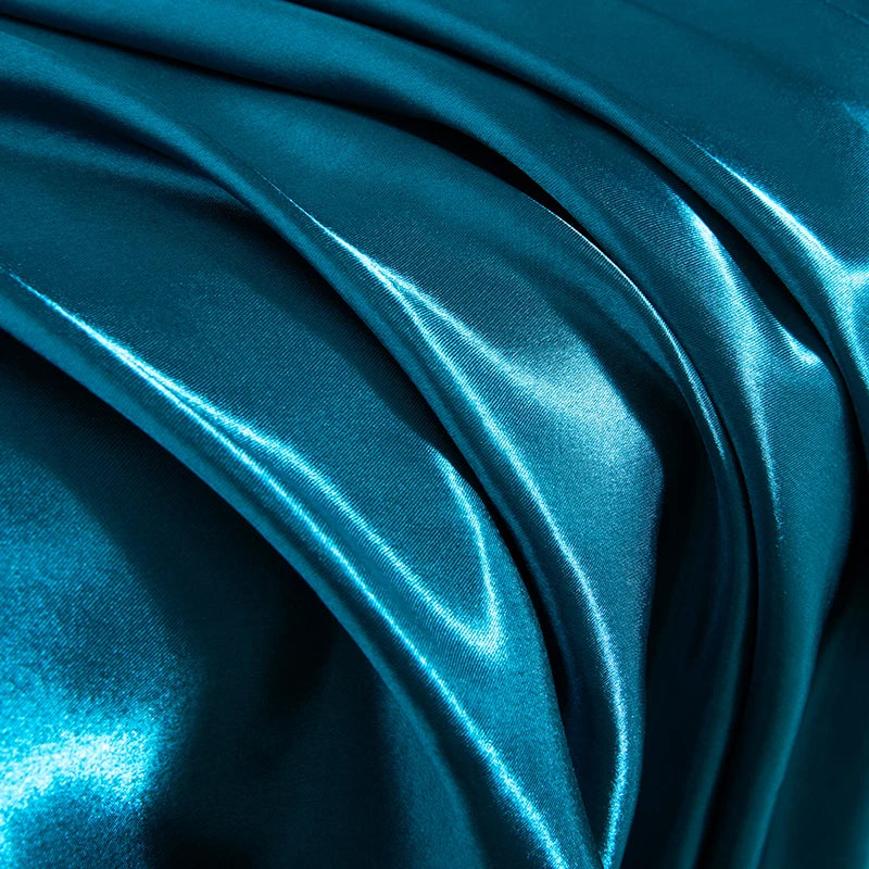 3PC Satin Fitted Sheet Set with Pillow Covers