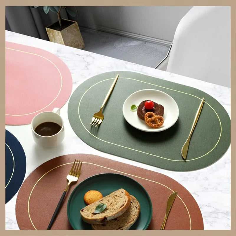Leather Table Placemats – Heat Resistant, Waterproof, Non-Slip (1/4/6pcs)
