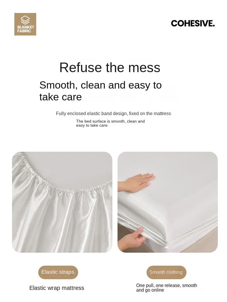 Satin Rayon Fitted Sheet – Solid Color Elastic Bed Cover