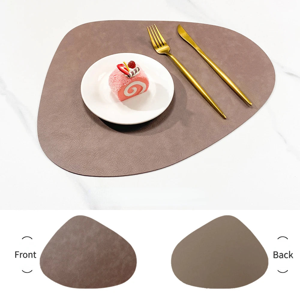 Nordic-Style Double-Sided PU Leather Placemat – Anti-Slip, Water Droplet Shape