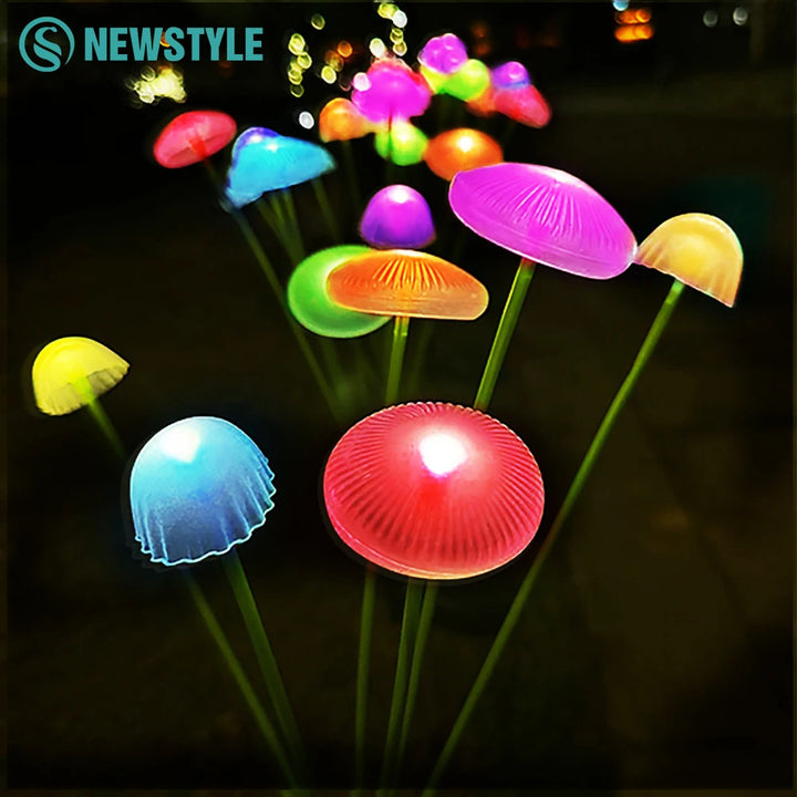 LED Solar Jellyfish Mushroom Fairy Light – RGB Waterproof Garden Lamp