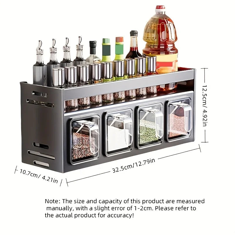 Wall-Mounted Spice Rack with 6 Containers – Rust-Resistant Alloy