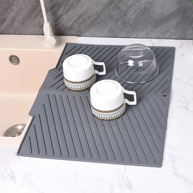 Silicone Dish Drying & Drain Mat – Non-Slip Heat-Resistant Kitchen Mat