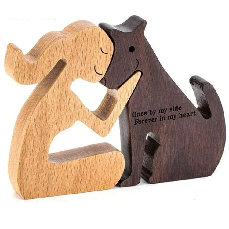 Wooden Puppy Figurine – Handmade Dog Craft Decoration & Gift