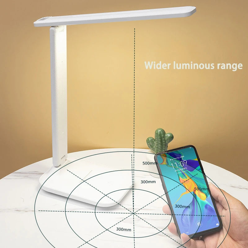 LED Table Lamp – Eye Protection, Touch Dimmable Reading Light, USB Rechargeable for Bedroom or Study