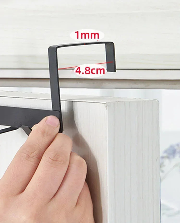 Punch-Free Over-the-Door Wrought Iron Hook Rack – 5-Row Heavy-Duty Storage Organizer