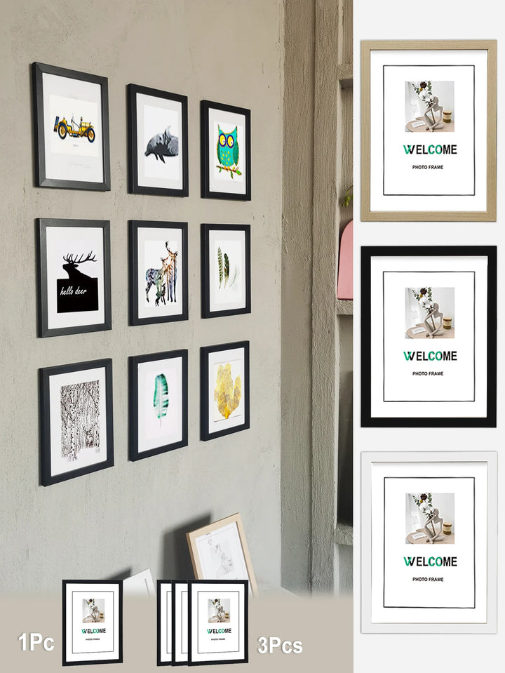 1Pc/3Pcs Wall Gallery Photo Frames – A4, 15x20, 20x25 cm for Tabletop or Wall Mount Display