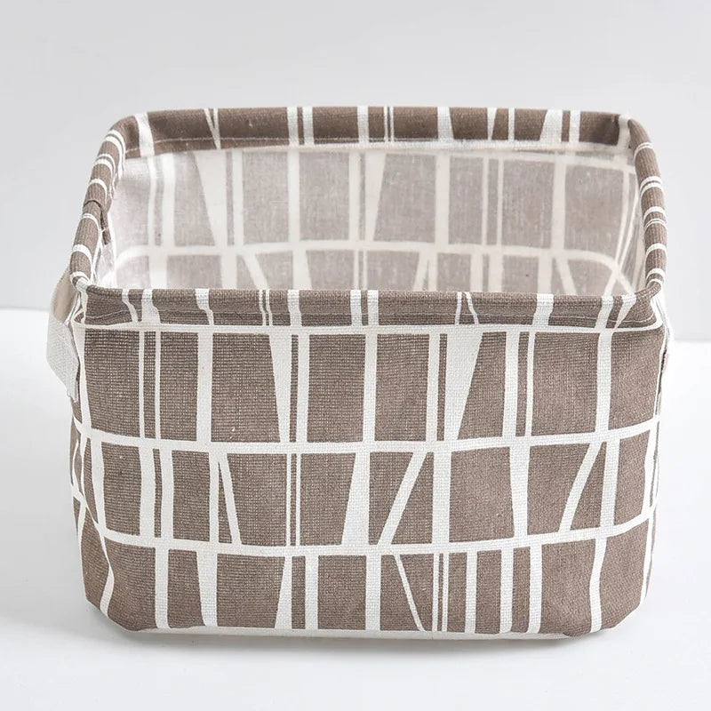 Small Foldable Canvas Storage Basket with Handle