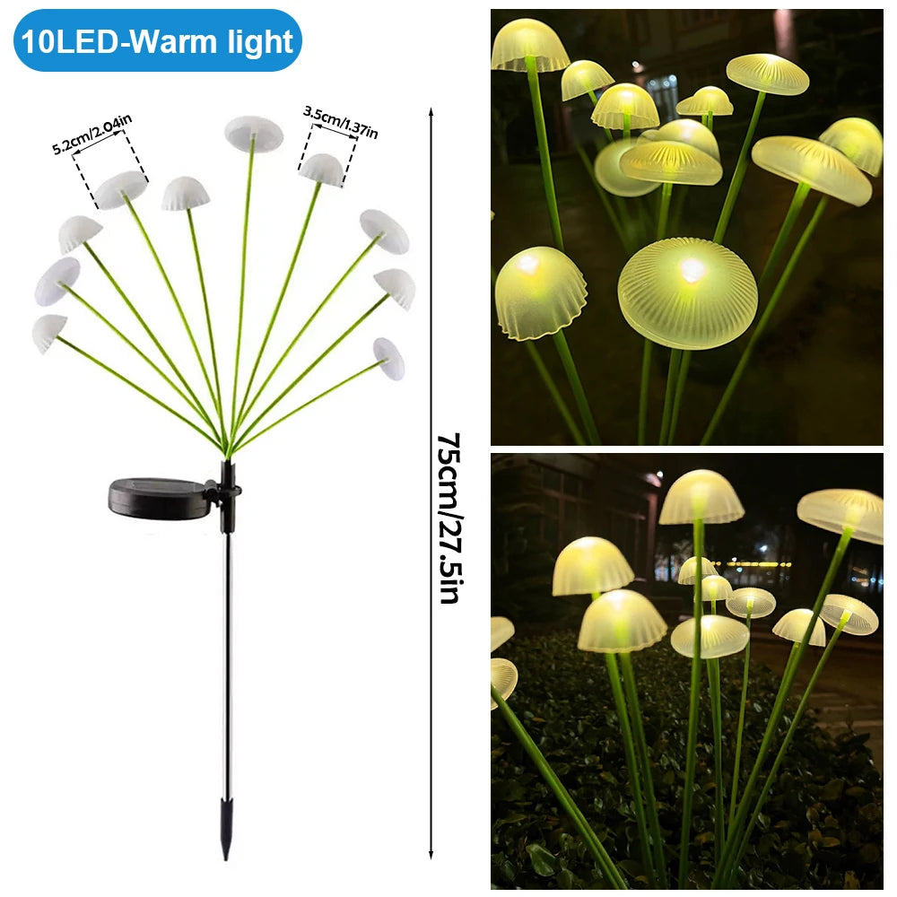 LED Solar Jellyfish Mushroom Fairy Light – RGB Waterproof Garden Lamp