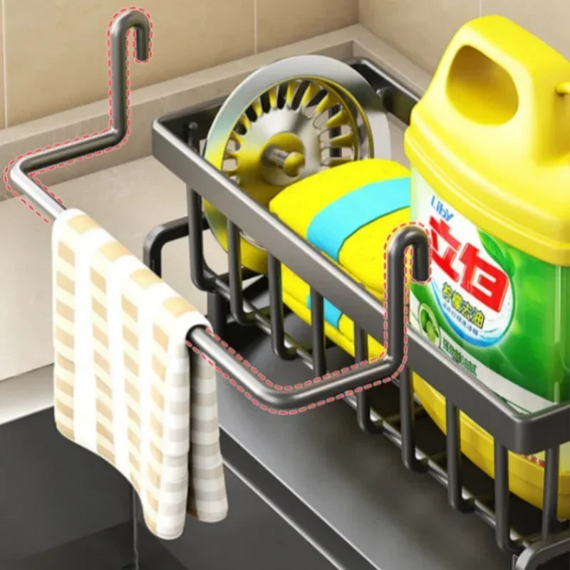 No-Punch Sink Rack – Kitchen Shelf & Drainage Storage Organizer